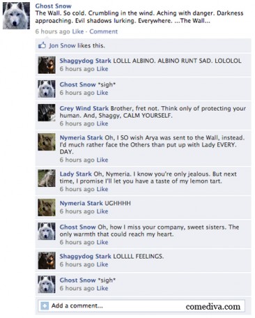 Game of Thrones Direwolf Facebook Statuses